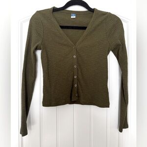Old Navy Olive Green Long Sleeve Crop Top